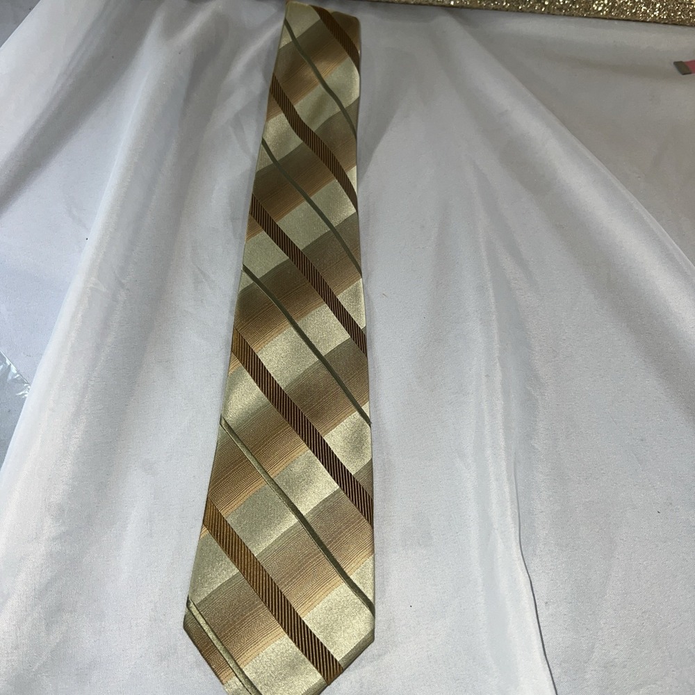 Kenneth‎ Cole Gold Rust  Tiffany blue Bias Plaid Handmade Silk Necktie sexy 438